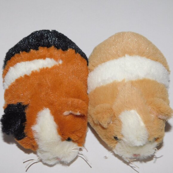 4.5" White Tan Hamster & 5" White Brown Black Guinea Pig Plush Stuffed Toys - Picture 2 of 6